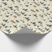 Snowy Landscape: Pine Trees & Cabins Cadeaupapier (Hoek)