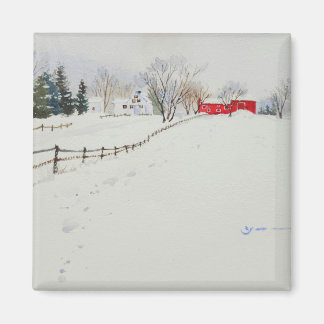 Snowy landscape waterverf magnet