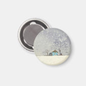 Snowy landscape waterverf magnet (Voorkant / Achterkant)