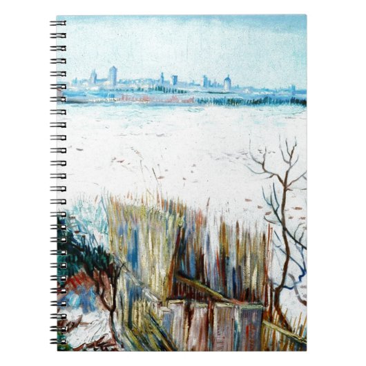 Snowy Landscape with Arles in the Background Notitieboek (Voorkant)