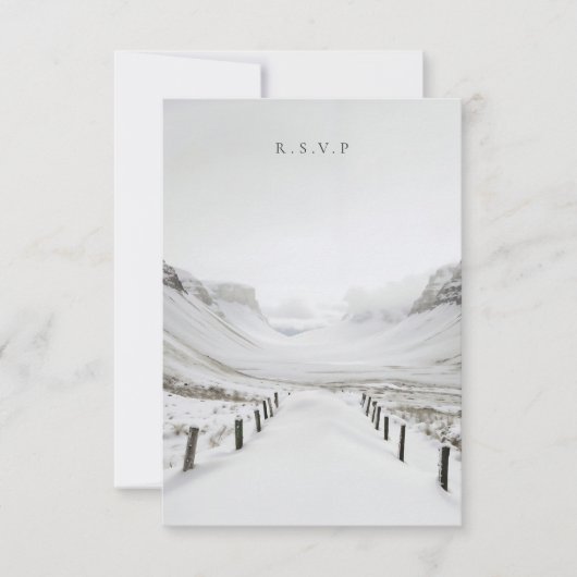 Snowy landschap bruiloft maaltijd keuzes RSVP (Voorkant)