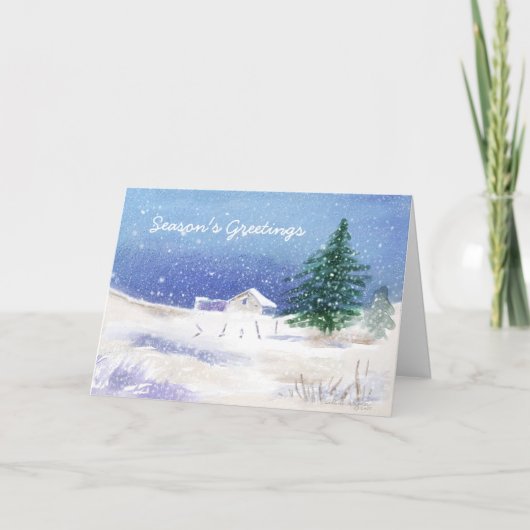 Snowy Landschap Feestdagen Kaart (Voorkant)