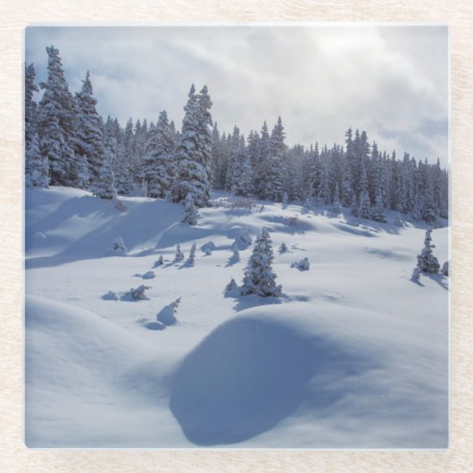 Snowy Landschap Glazen Onderzetter (Voorkant)