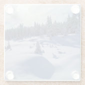 Snowy Landschap Glazen Onderzetter (Achterkant)