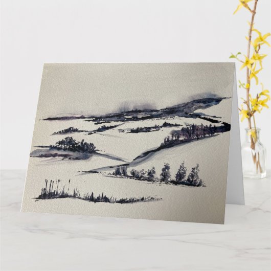 Snowy Landschap Kaart (Gele Bloem)