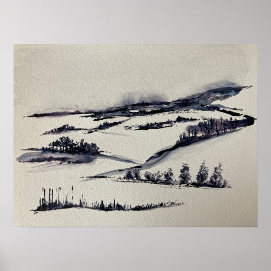 Snowy Landschap Poster (Voorkant)