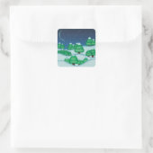 Snowy Landschap Vierkante Sticker (Tas)