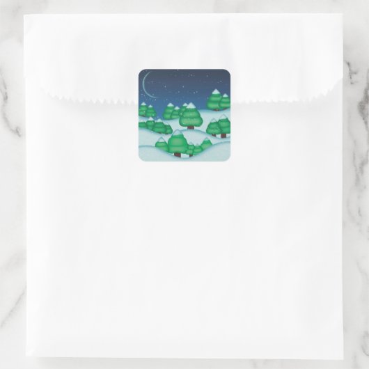 Snowy Landschap Vierkante Sticker (Tas)