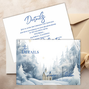  Snowy Landschap Winter Wedding Details Informatiekaartje