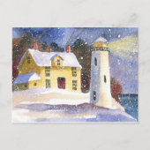 Snowy Lighthouse Winter Briefkaart (Voorkant)