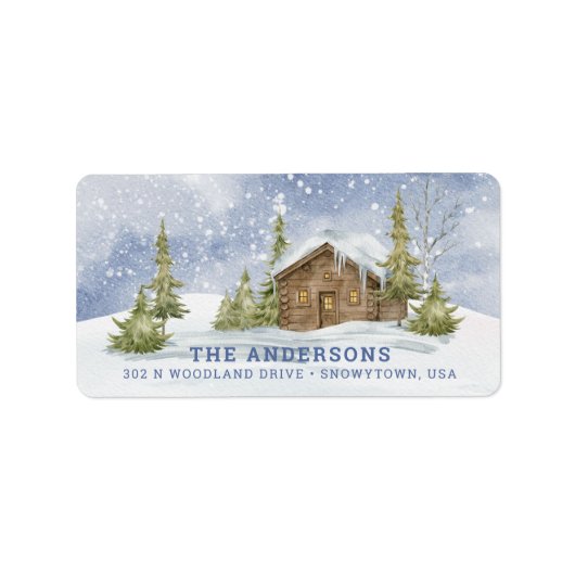 Snowy Log Cabin Label (Voorkant)