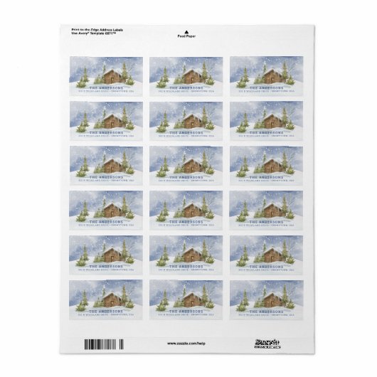Snowy Log Cabin Label (Full Sheet)