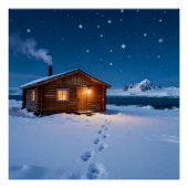 Snowy Log Cabin Perfect Poster (Voorkant)