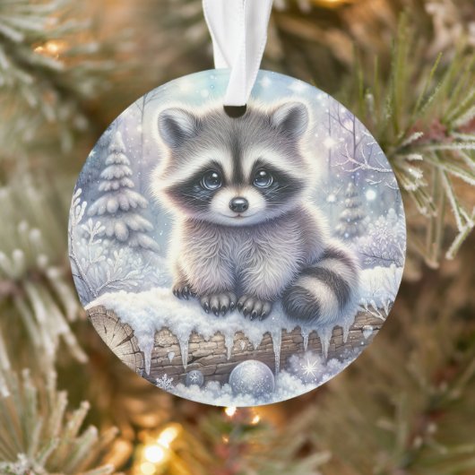 Snowy Log Raccoon & Ornament Ball (Boom)