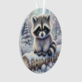 Snowy Log Raccoon & Ornament Ball (voorkant)