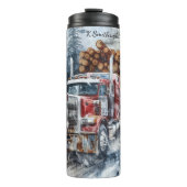 Snowy Log Truck Winter Haul Thermosbeker (Voorkant)