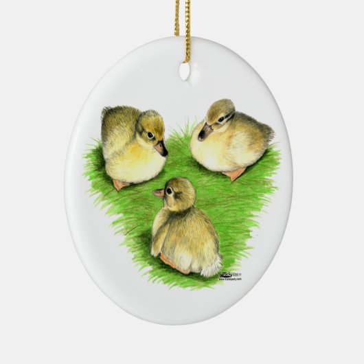 Snowy Mallard Ducklings Keramisch Ornament (Rechts)