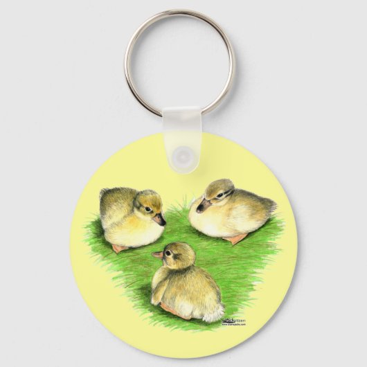 Snowy Mallard Ducklings Sleutelhanger (Voorkant)