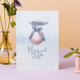 Snowy Merry and Bright Christmas gedicht op foto Feestdagen Kaart