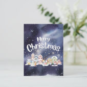 Snowy Merry Christmas Briefkaart (Staand voorkant)