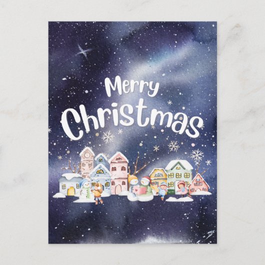 Snowy Merry Christmas Briefkaart (Voorkant)