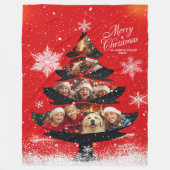 Snowy Merry Christmas Family Photo Tree Fleece Deken (Voorkant)