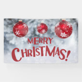 Snowy Merry Christmas Sneeuwvlok Ornamenten Spandoek (Horizontaal)
