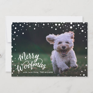 Snowy Merry Woofmas Handgeschreven   Holiday-foto Feestdagenkaart