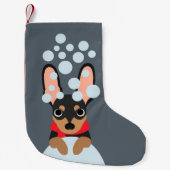 Snowy Miniature Pinscher Kerstmis Stocking Kleine Kerstsok (Voorkant)
