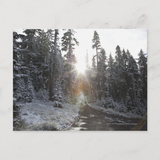 Snowy modderweg die de zon in gaat briefkaart (Voorkant)