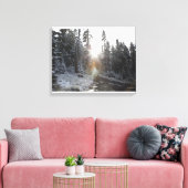 Snowy modderweg die de zon in gaat canvas afdruk (Insitu (Woonkamer))