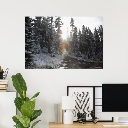 Snowy modderweg die de zon in gaat poster (Thuiskantoor)