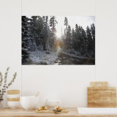 Snowy modderweg die de zon in gaat poster (Keuken)