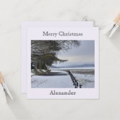 Snowy Morning Flat-kerstkaart Kaart (Voorkant / Achterkant in situ)