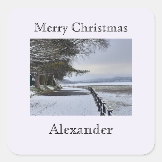 Snowy Morning Vierkante Sticker (Voorkant)