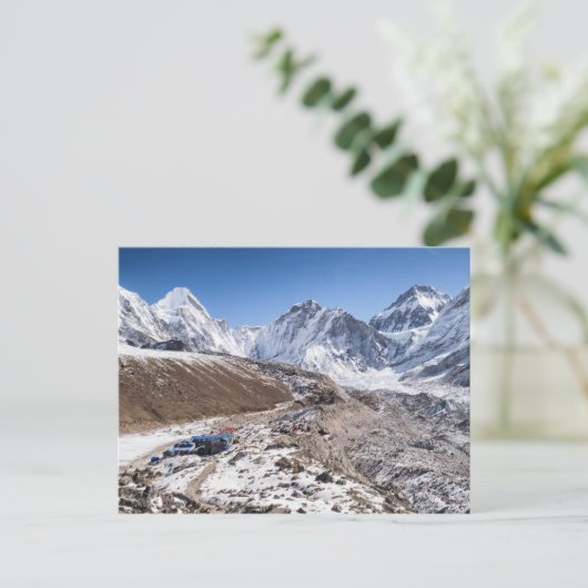 Snowy Mount Everest & Tea House, Himalayan Mountai Briefkaart (Staand voorkant)