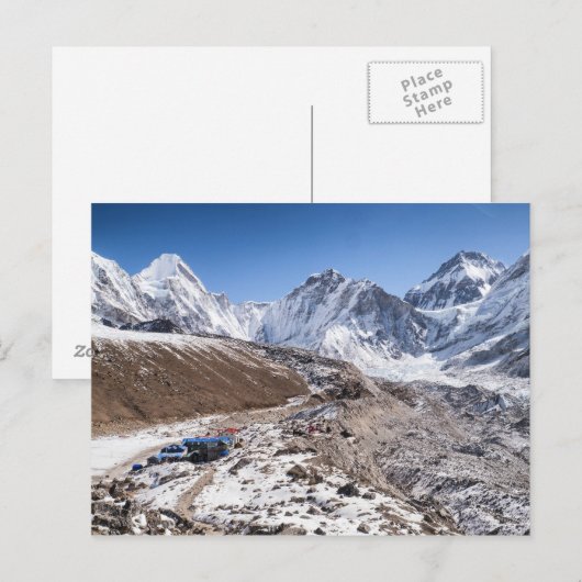 Snowy Mount Everest & Tea House, Himalayan Mountai Briefkaart (Voorkant / Achterkant)