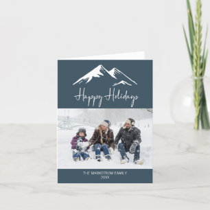 Snowy Mountain Blue Prettige feestdagen Kaart