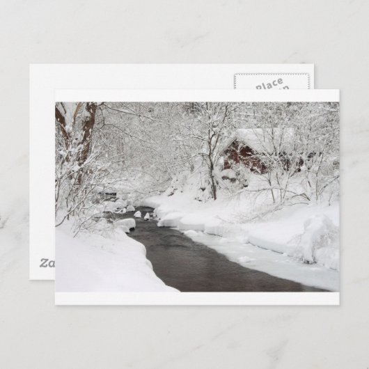 Snowy Mountain Cabin and Creek Briefkaart (Voorkant / Achterkant)