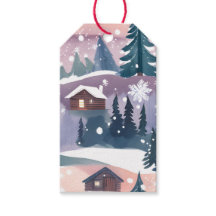 Snowy Mountain Cabin Waterverf