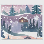 Snowy Mountain Cabin Waterverf Cadeaupapier (Vlak)