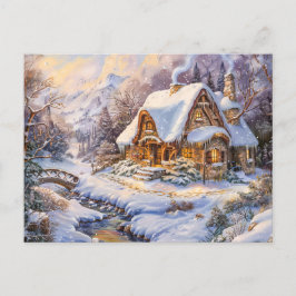 Snowy Mountain Cottage beroemd gemaakt door Stream Briefkaart