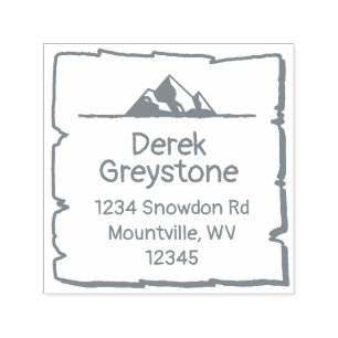 Snowy Mountain Country Lodge Rustic Wood Block Zelfinktende Stempel
