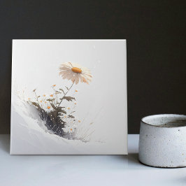 Snowy Mountain Daisy Blooming in Adversity Ceramic Tegeltje