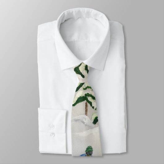 Snowy Mountain en Skier Stropdas Gedrukte verf (Gebonden)