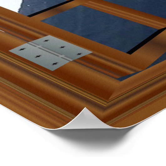 Snowy Mountain Faux Uitzicht Poster (Hoek)