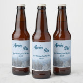Snowy Mountain Forest Apres Ski Wedding Event Bier Etiket (Flessen)