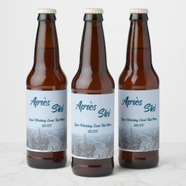 Snowy Mountain Forest Apres Ski Wedding Event Bier Etiket