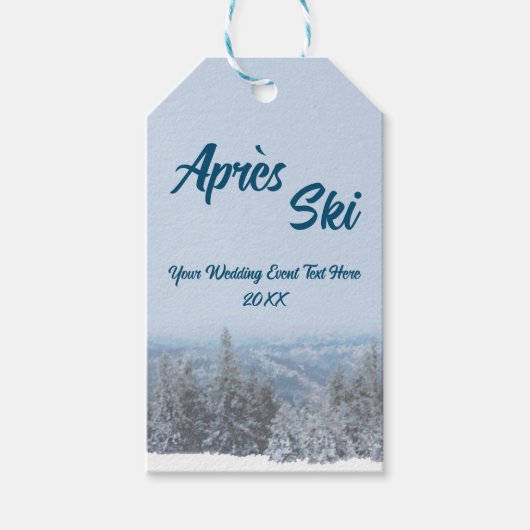 Snowy Mountain Forest Apres Ski Wedding Event Cadeaulabel (Voorkant)