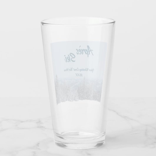 Snowy Mountain Forest Apres Ski Wedding Event Glas (Achterkant)